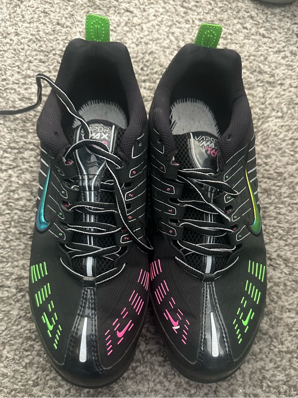 Nike Black Sneakers with Neon Green, Pink and Teal Accents